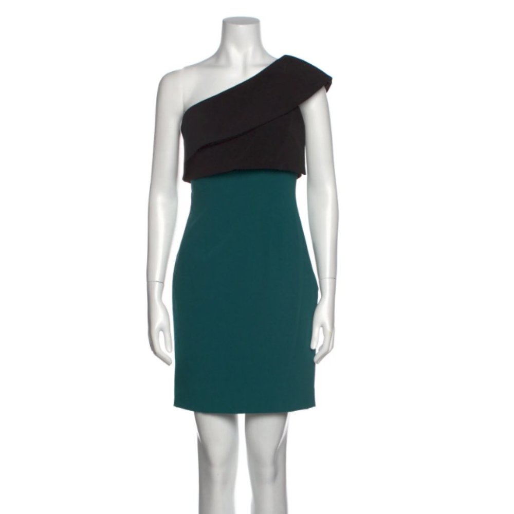 Monique Lhuillier Sheath Colorblock  Mini Dress Green and black size 4